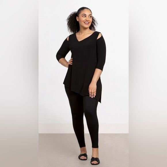 Sympli Nu Focus Tunic Cut Out Shoulder Asymmetrical Hem Top - Picture 1 of 12